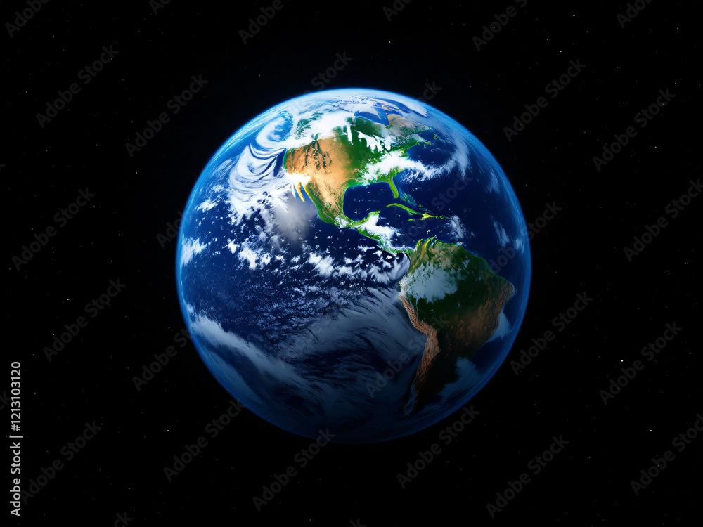 Obraz premium Globe, Earth, Africa, Europe, Asia, oceans, blue, space, planet, continents, clouds, atmosphere, world, map, satellite, view, geography, land, water, environment, nature, sphere, international, global