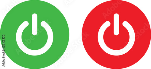 Power On Off Button icon in flat set. vector for apps or web Energy switch Power turn on, off symbol, shutdown Press start sign isolated on transparent background circle symbol Electric power