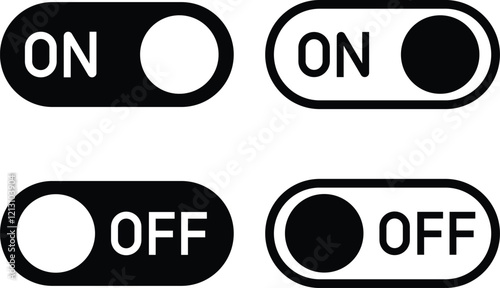 Power On Off Button icon in flat line set. vector for apps or web Energy switch Power turn on, off symbol, shutdown Press start sign isolated on transparent background circle symbol Electric power