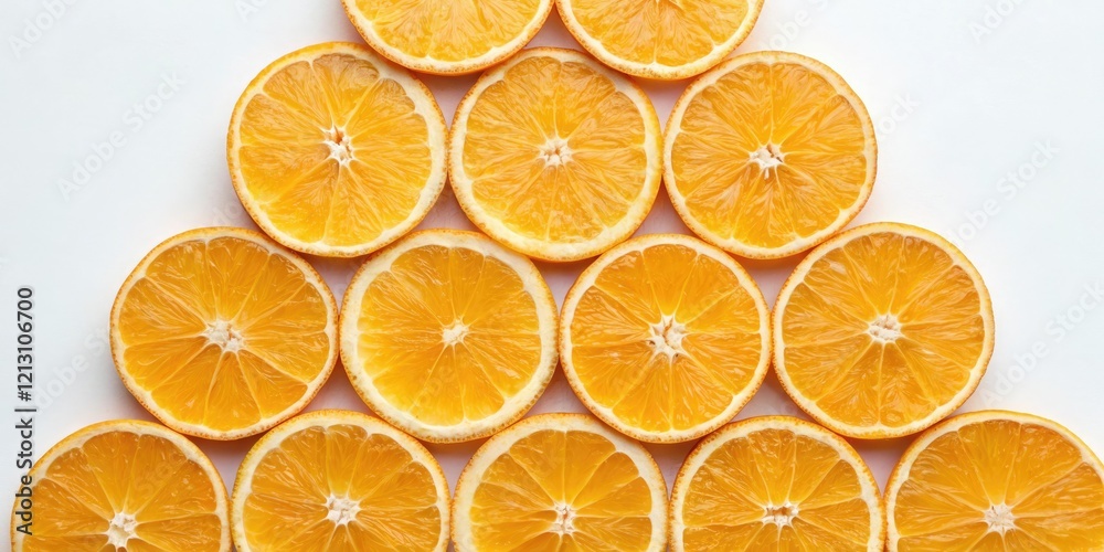 A stylized arrangement of sliced oranges forms a geometric pattern that adds texture and visual interest to any room, orange slices, geometric patterns