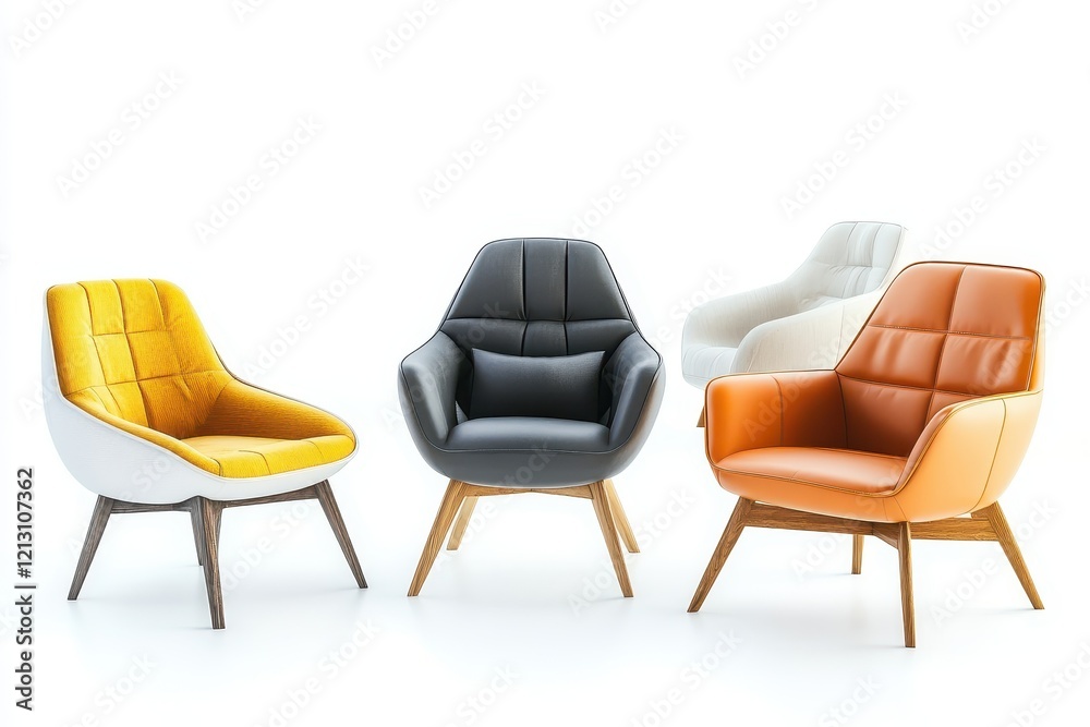 Collection of contemporary chairs against a white backdrop