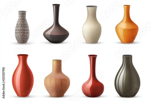 Collection of various chic vases against a white backdrop