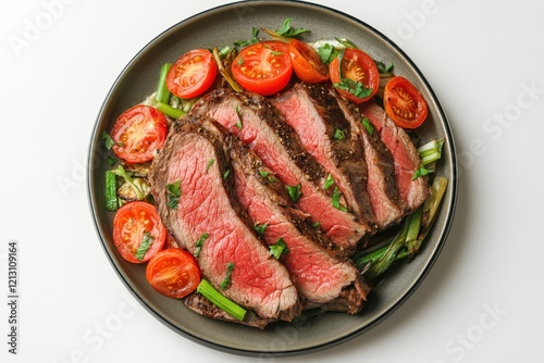 Contemporary Commonwealth Sunday roast featuring sliced cold roast beef tomatoes and sca photo