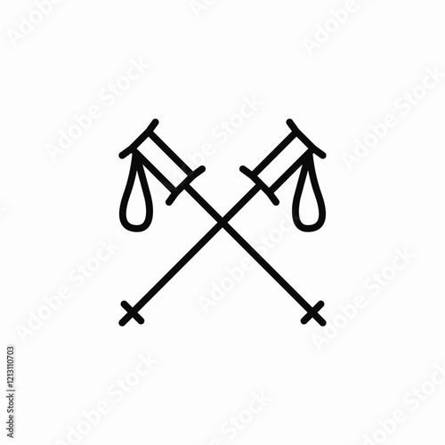 ski poles icon sign vector
