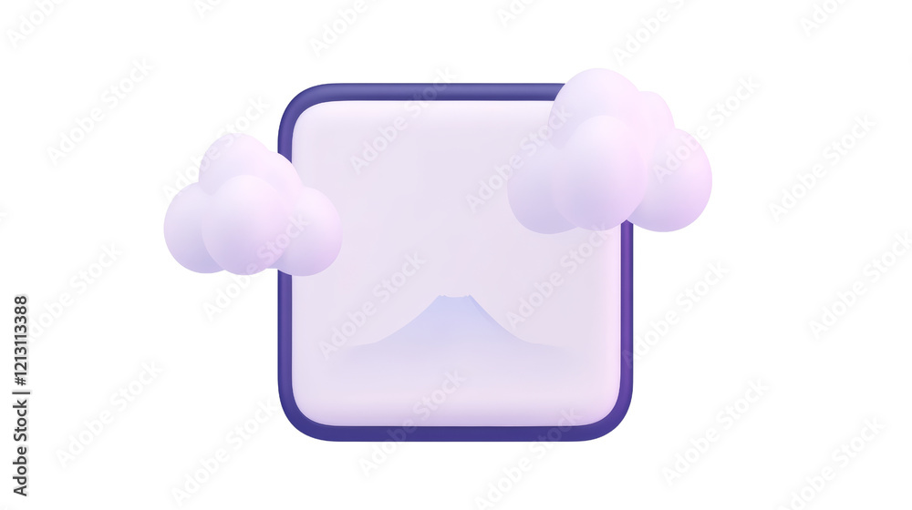 Fototapeta premium A stylized square icon featuring soft clouds, evoking a serene and minimalist aesthetic.