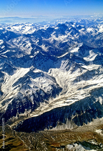 Vista aérea da Cordilheira dos Andes no Chile.
