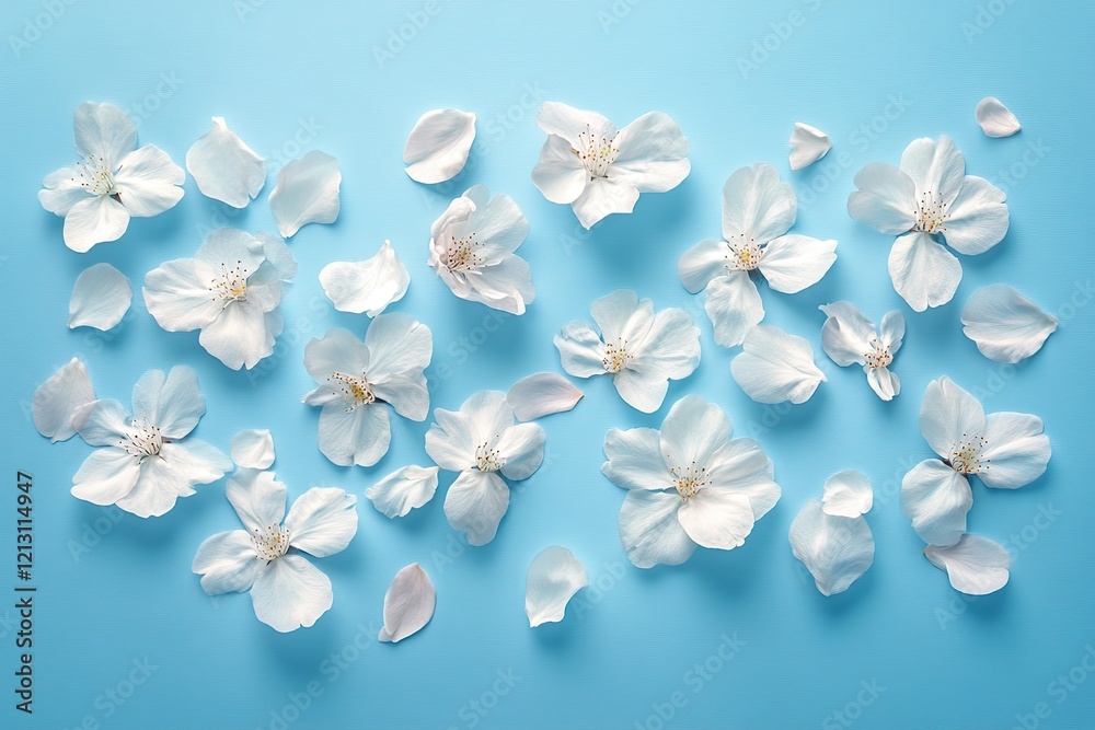 Beautiful white spring flower petals in air Beautiful white spring flower petals in air