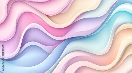 Abstract Pastel Wave Background- Soft Color Layers
