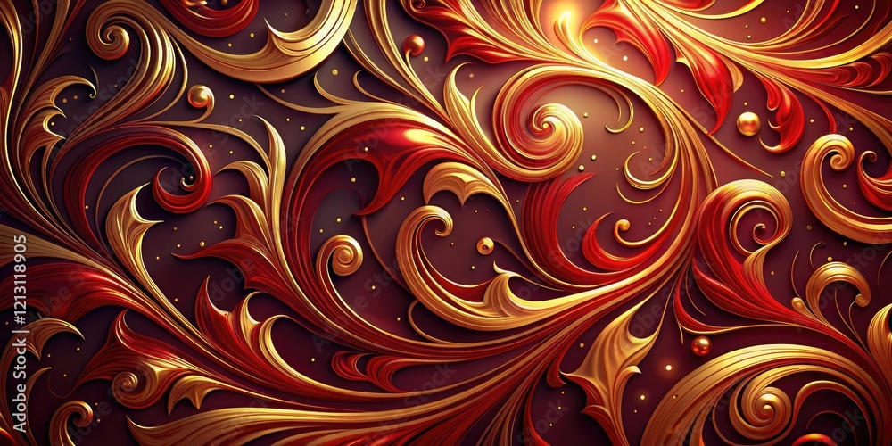 An abstract pattern of swirling red hues and golden accents on a dark background, backgrounds, swirly patterns, geometric shapes An abstract pattern of swirling red hues and golden accents on a dark background, backgrounds, swirly patterns, geometric shapes