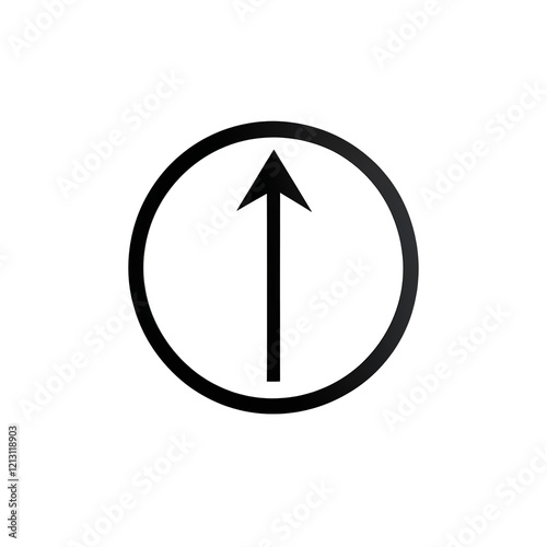 Minimalist Circle with Up Arrow Isolated on Transparent Background.