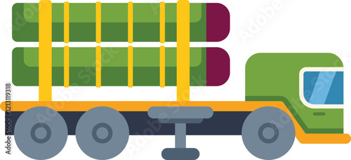 Logging truck carrying freshly cut wood logs on its trailer, representing the forestry industry
