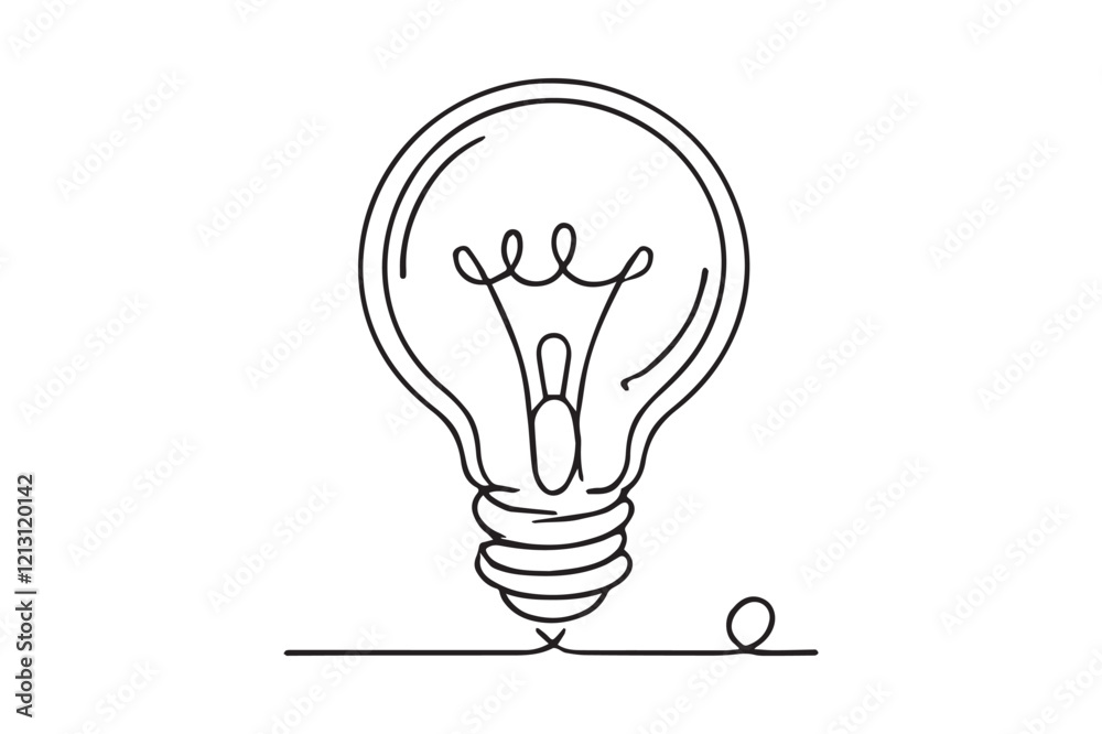 One continuous single line hand drawing of big lamp One continuous single line hand drawing of big lamp