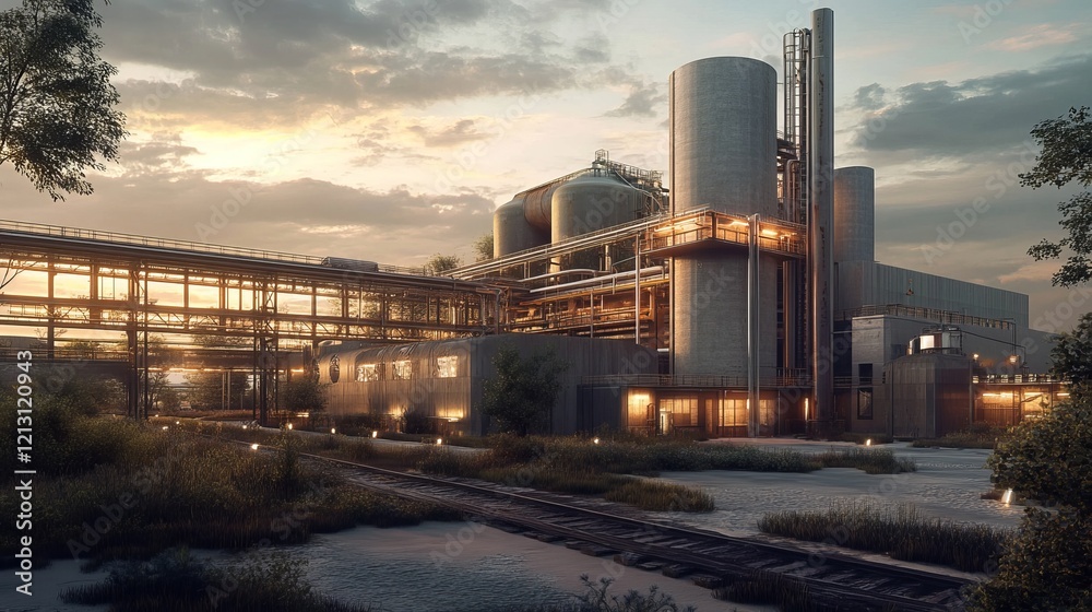 A 3D-rendered visualization of an industrial project A 3D-rendered visualization of an industrial project