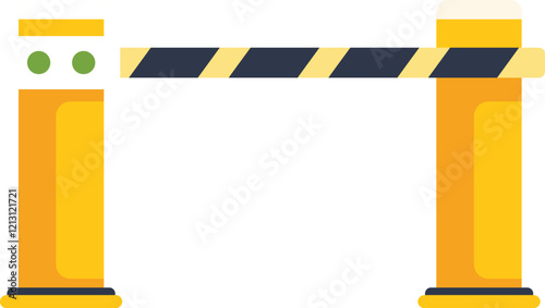 Yellow security gate blocking passage in flat design style