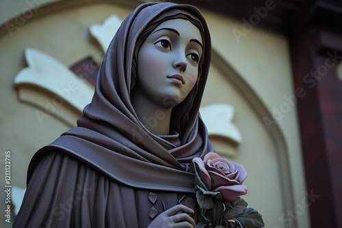 Saint Rose of Lima statue captured in stunning detail. photo