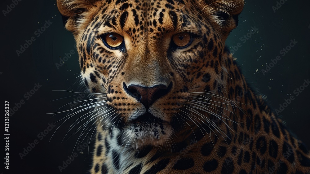 Fototapeta premium Leopard animal cinematic face,digital art,illustration,Design,vector,art