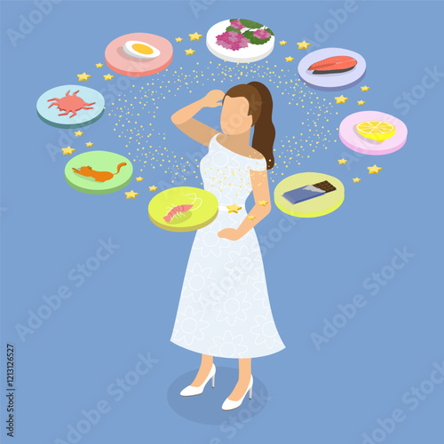 3D Isometric Flat Vector Illustration of Causes of Allergy, Seasonal Disease