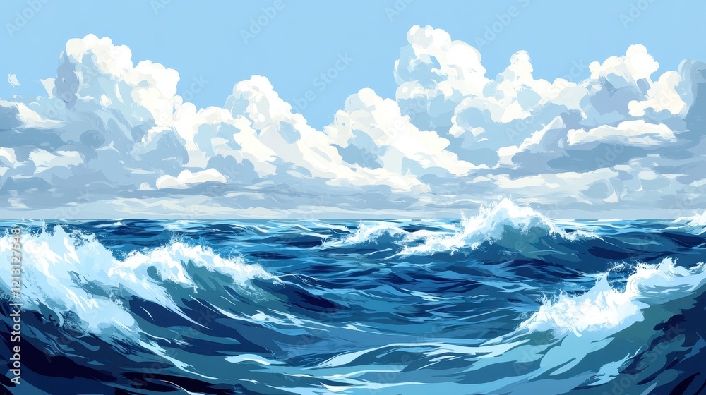 Ocean Waves Under a Cloudy Sky Ocean Waves Under a Cloudy Sky