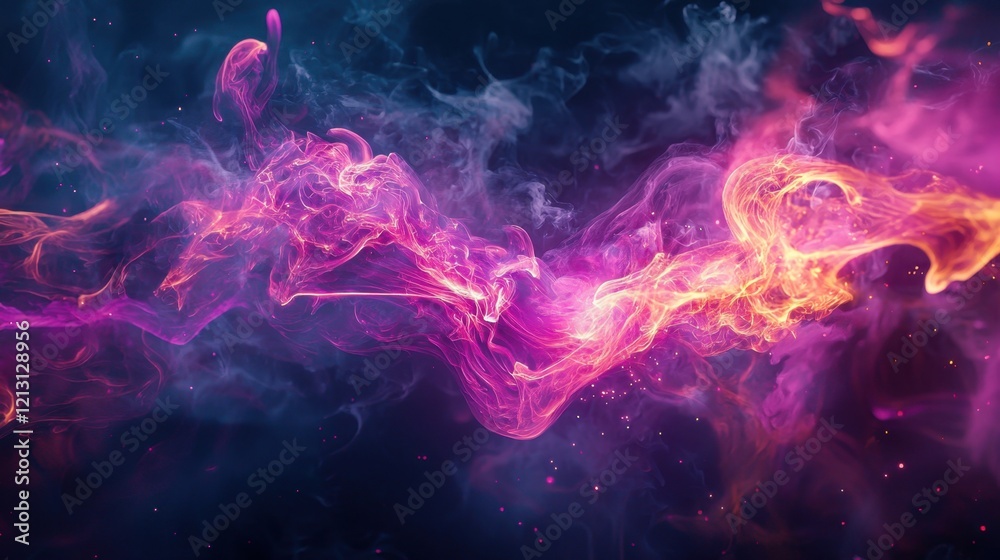 A mixture of vibrant colors intertwines in a mesmerizing display, with smoky tendrils swirling gracefully against a dark backdrop. The dynamic motion evokes a sense of energy and creativity A mixture of vibrant colors intertwines in a mesmerizing display, with smoky tendrils swirling gracefully against a dark backdrop. The dynamic motion evokes a sense of energy and creativity