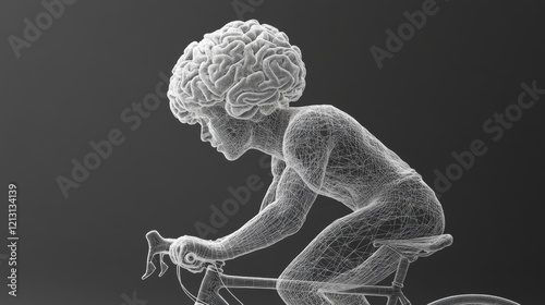 3d rendered illustration of a cyclist's brain. photo