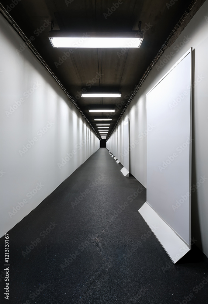 tunnel with low lights and copy space for advertisement posters tunnel with low lights and copy space for advertisement posters