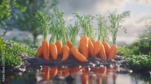 Carrot fresh vegetable food blue lines photo