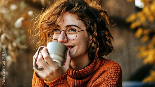 The Woman Enjoying Coffee