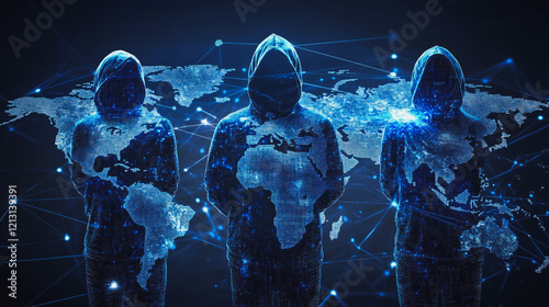 Hacker are planning to hack and attack networks and cyber security systems.team people innovation connection of line from nail node to node on map background , networking concept