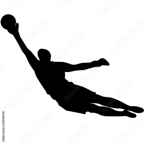Silhouette of goalkeeper catching the ball