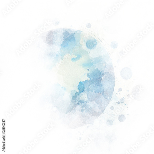Blue watercolor abstraction on white paper. Grunge background. Retro, Vintage