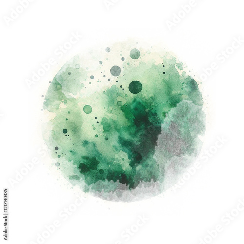 green watercolor abstraction on white paper. Grunge background. Retro, Vintage