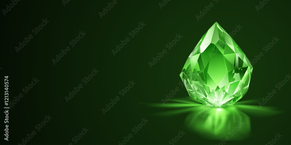 Vibrant, faceted gemstone with a luminous green hue set against a dark background, highlighting its sparkling surface and intricate cuts. Vibrant, faceted gemstone with a luminous green hue set against a dark background, highlighting its sparkling surface and intricate cuts.