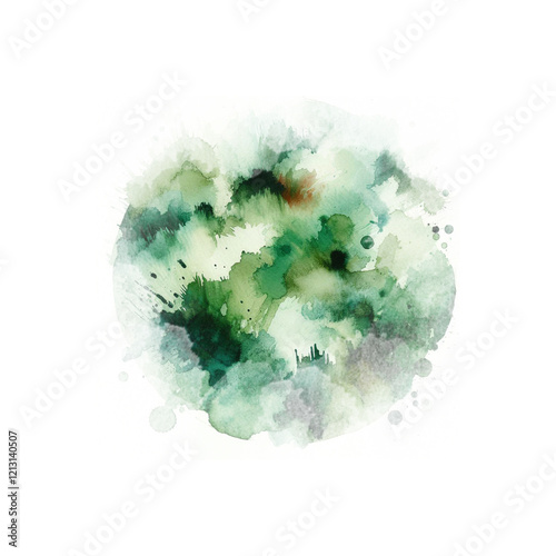 green watercolor abstraction on white paper. Grunge background. Retro, Vintage