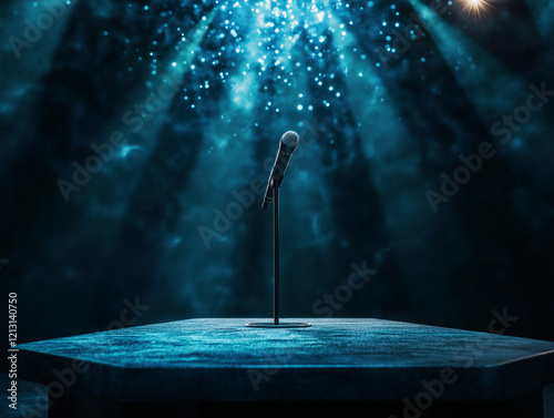 Sleek Modern Tech Conference Podium with Microphone: Ideal for presentations, keynote speeches, and 