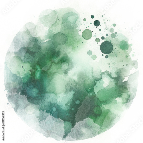 green watercolor abstraction on white paper. Grunge background. Retro, Vintage