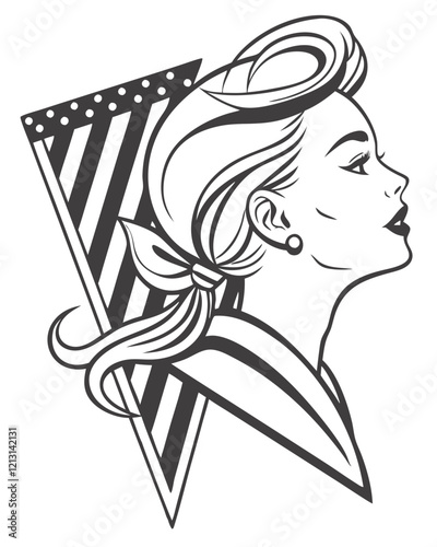 pin up girl symbol, silhouette, vector, illustration
