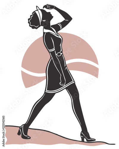 pin up girl symbol, silhouette, vector, illustration