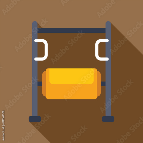 Horizontal bar with hanging yellow mat symbolizing fitness, exercise, and workout routines