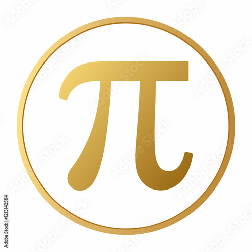 Elegant golden pi symbol in circular frame, minimalist mathematical design. Concept of education, academic excellence, mathematical precision