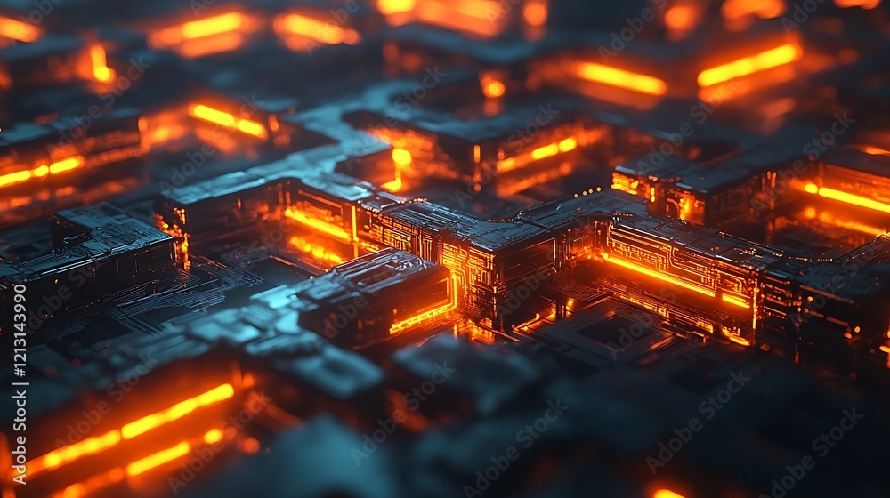 Fototapeta premium Interconnected glowing blockchain links representing secure and encrypted data transfer