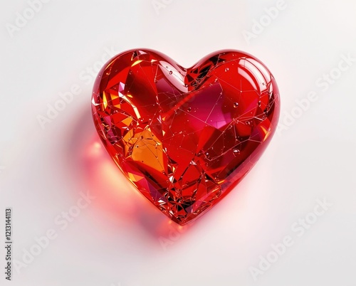 Heart made of glass with a broken edge