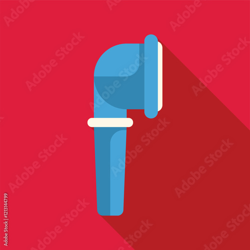Slika na platnu Blue periscope casting long shadow on red background, evoking curiosity and unde