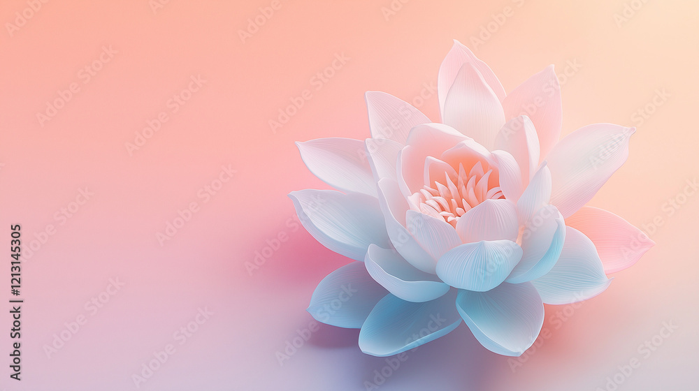 Fototapeta premium Soft pastel lotus flower on a gentle gradient background.