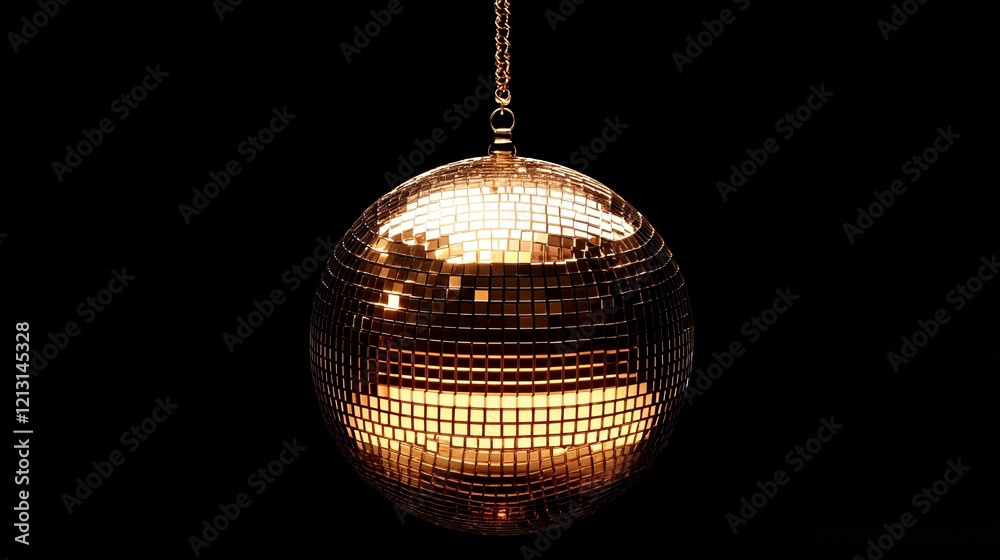 Obraz premium A Shiny Mirrored Disco Ball Hanging from the Ceiling.