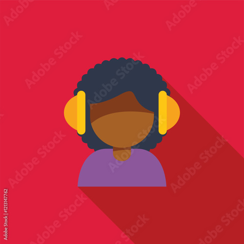 Flat design illustration of a person wearing hearing protection