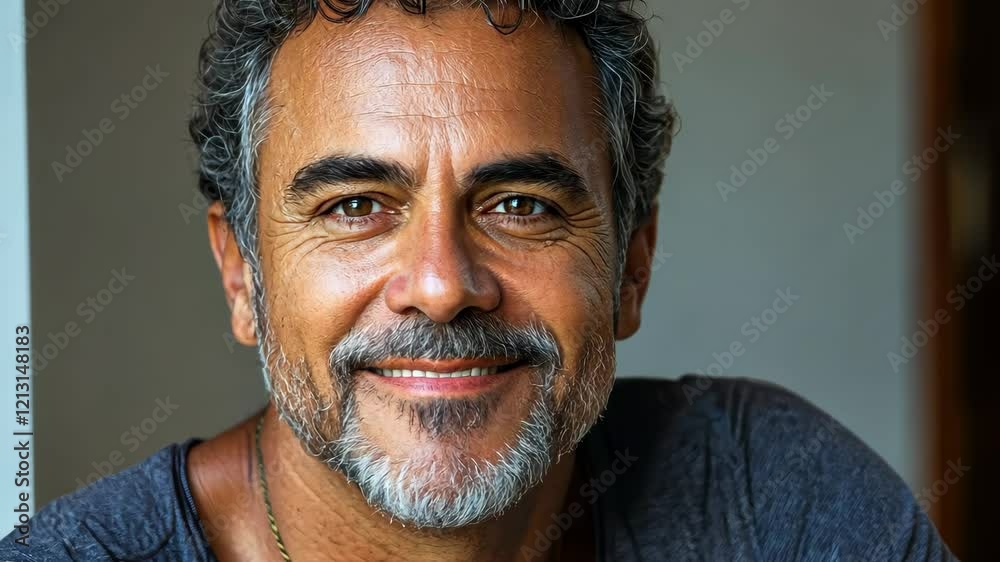 Candid expressions of a smiling man in relaxed outdoor setting