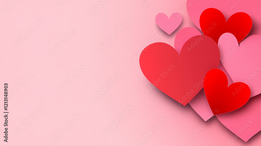 paper hearts on pink background, valantine's day paper hearts on pink background, valantine's day