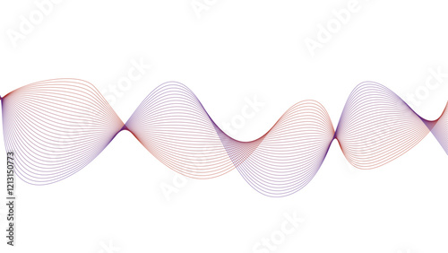  Vector curvy abstract line art wavy flowing dynamic purple and orange in concept music or sound, wave, wind, information flow