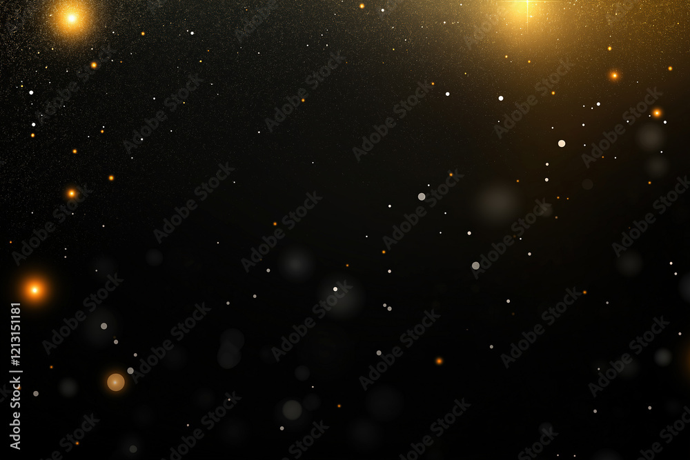Fototapeta premium Golden particles dance in the dark space creating a mesmerizing visual experience