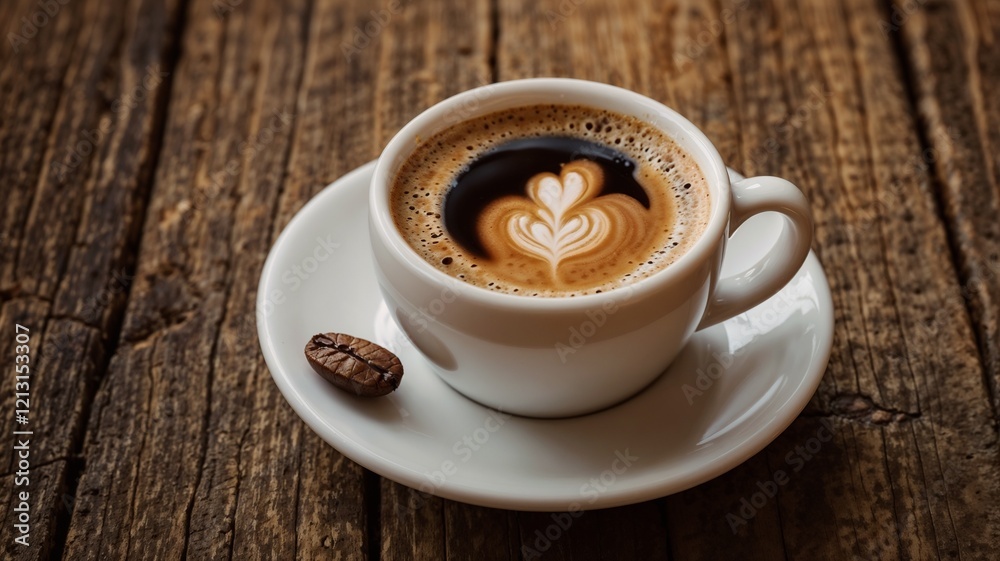 Cup of coffee on wooden table Cup of coffee on wooden table